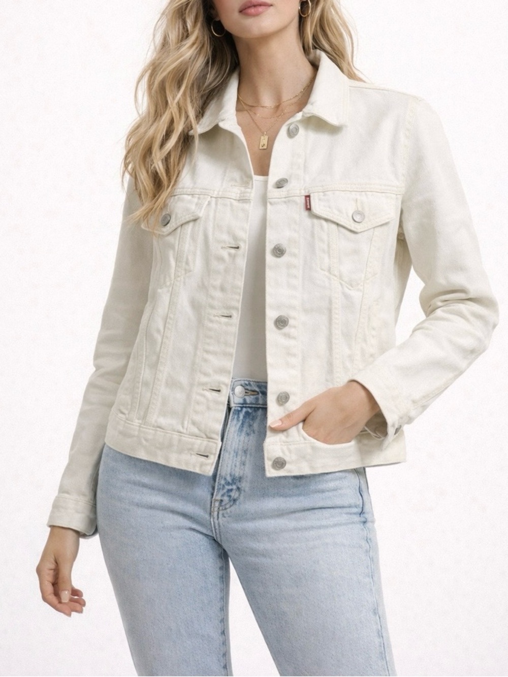 Classic Women's Cream Denim Jacket NWOT